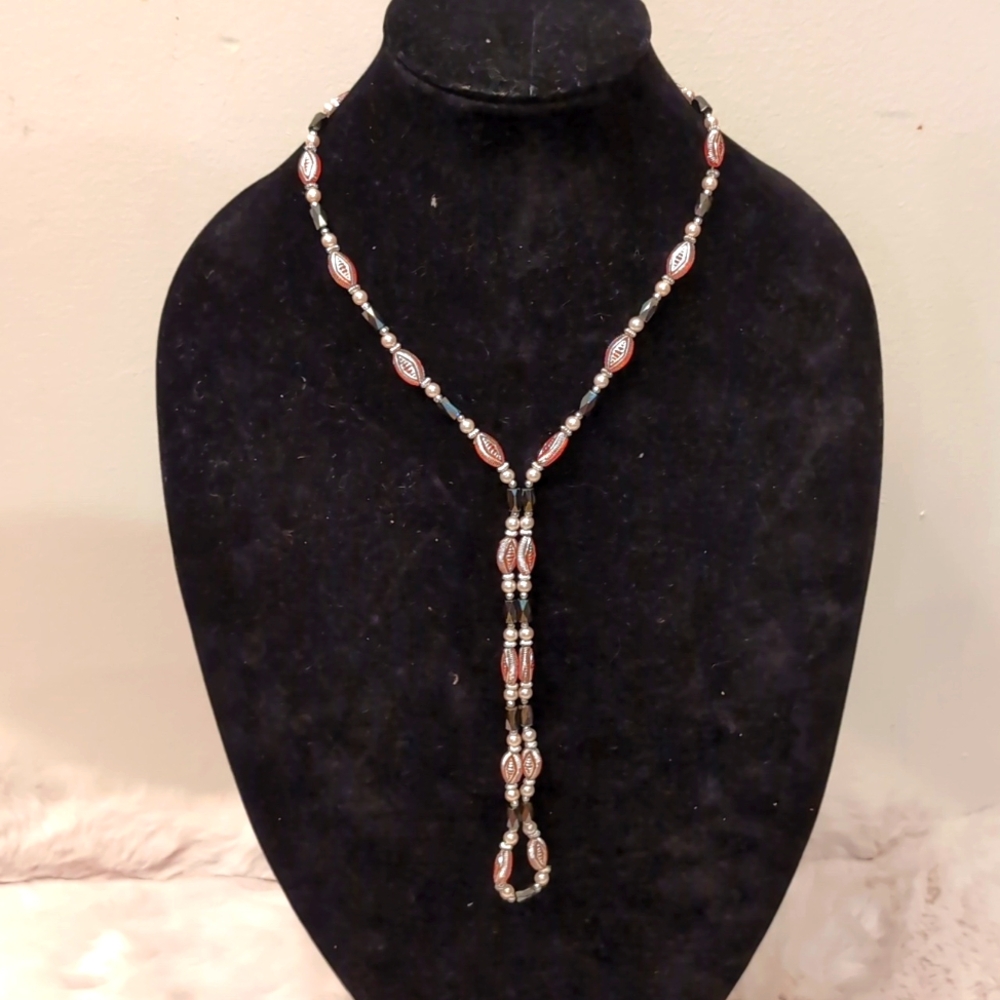Hematite and Textured Beaded Magnetic Necklace can be worn as Bracelet